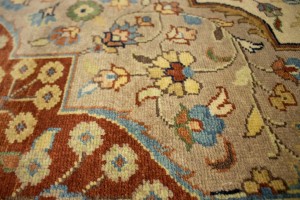 Beige Floral 9X12 Rare Heriz Serapi Oriental Rug