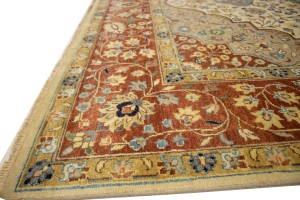 Beige Floral 9X12 Rare Heriz Serapi Oriental Rug