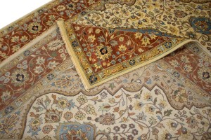 Beige Floral 9X12 Rare Heriz Serapi Oriental Rug