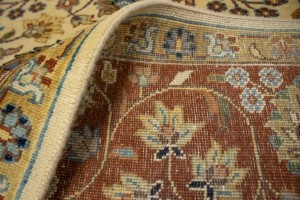 Beige Floral 9X12 Rare Heriz Serapi Oriental Rug