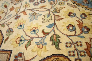 Beige Floral 9X12 Rare Heriz Serapi Oriental Rug