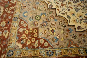 Beige Floral 9X12 Rare Heriz Serapi Oriental Rug