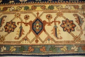 Navy & Cream Tribal Geometric 8X10 Indo-Karajeh Oriental Rug