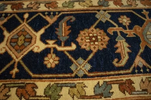 Rust & Dark Navy Geometric Tribal 9X12 Indo-Karajeh Oriental Rug