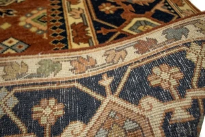 Rust & Dark Navy Geometric Tribal 9X12 Indo-Karajeh Oriental Rug