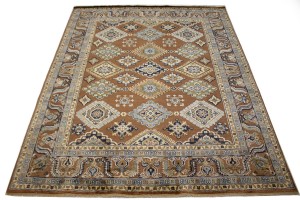 Rust Tribal Geometric 8X10 Indo-Karajeh Oriental Rug
