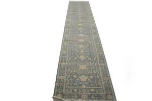 Slate Floral Transitional 3X14 Oriental Runner Rug