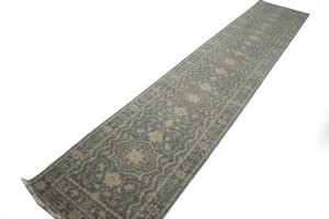 Slate Floral Transitional 3X14 Oriental Runner Rug