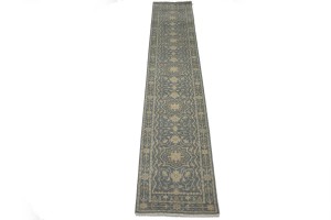 Slate Floral Transitional 3X14 Oriental Runner Rug