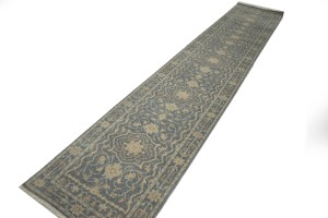 Slate Floral Transitional 3X14 Oriental Runner Rug
