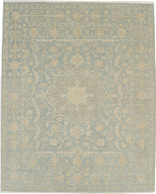 Teal Floral Transitional 8X10 Oriental Rug