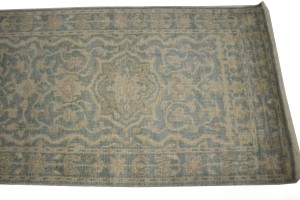 Teal Floral Transitional 3X14 Oriental Runner Rug