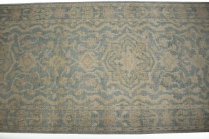 Teal Floral Transitional 3X14 Oriental Runner Rug
