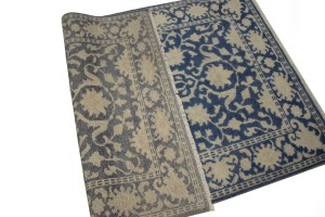 Slate Blue Floral 4X6 Oriental Rug