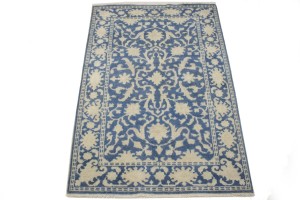 Slate Blue Floral 4X6 Oriental Rug