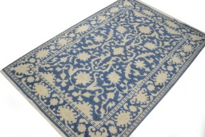 Slate Blue Floral 4X6 Oriental Rug