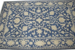 Slate Blue Floral 4X6 Oriental Rug
