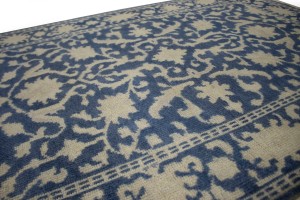 Slate Blue Floral 4X6 Oriental Rug