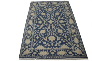 Slate Blue Floral 4X6 Oriental Rug
