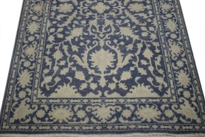Slate Blue Floral 5X8 Oriental Rug