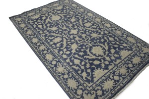 Slate Blue Floral 5X8 Oriental Rug