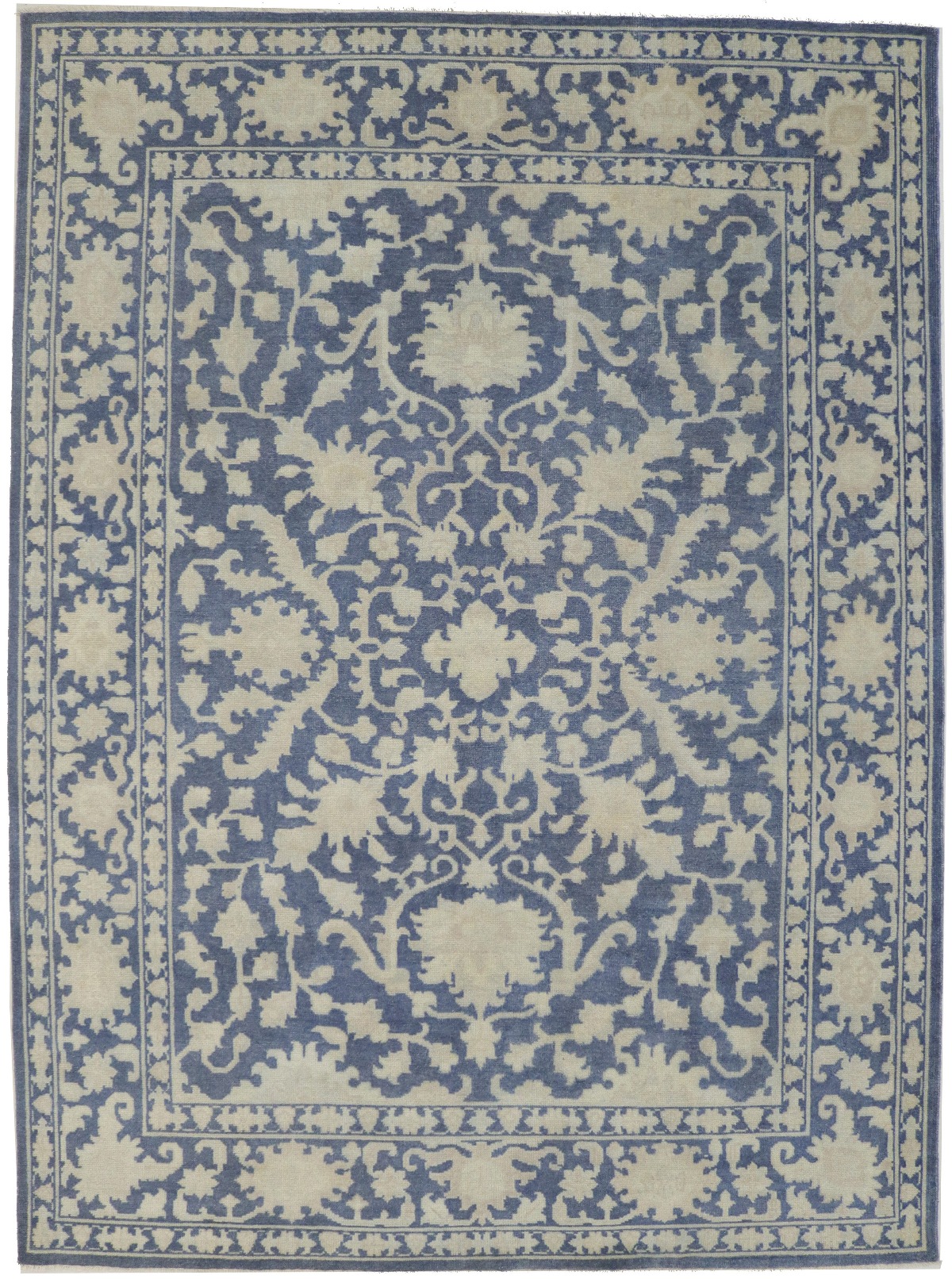 Slate Blue Floral 9X12 Oriental Rug