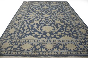 Slate Blue Floral 9X12 Oriental Rug