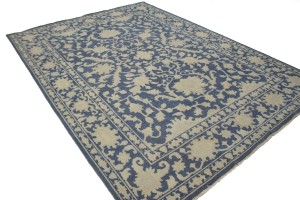 Slate Blue Floral 9X12 Oriental Rug