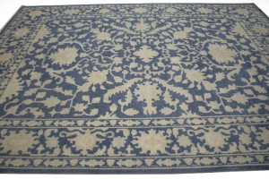 Slate Blue Floral 9X12 Oriental Rug
