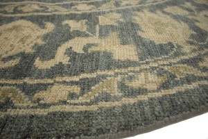 Dark Slate Floral Transitional 8X8 Oriental Round Rug