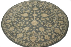 Dark Slate Floral Transitional 8X8 Oriental Round Rug
