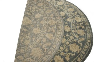 Dark Slate Floral Transitional 8X8 Oriental Round Rug