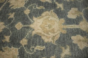 Dark Slate Floral Transitional 8X8 Oriental Round Rug