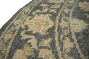 Dark Slate Floral Transitional 8X8 Oriental Round Rug