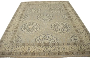 Gray Floral 8X10 Oushak Chobi Oriental Rug