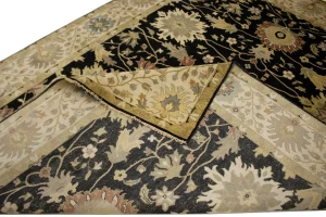 Black Floral 9X12 Osh Chobi Peshawar Oriental Rug