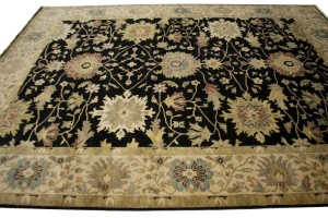 Black Floral 9X12 Osh Chobi Peshawar Oriental Rug