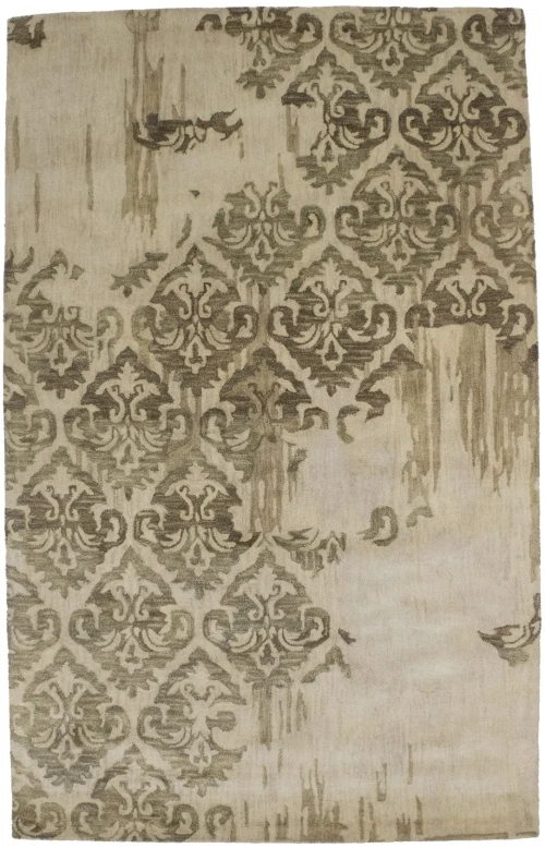 Cream Abstract Transitional 5X8 Hand-Tufted Rug
