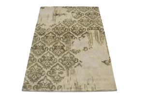 Cream Abstract Transitional 5X8 Hand-Tufted Rug