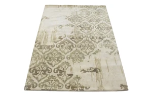 Cream Abstract Transitional 5X8 Hand-Tufted Rug
