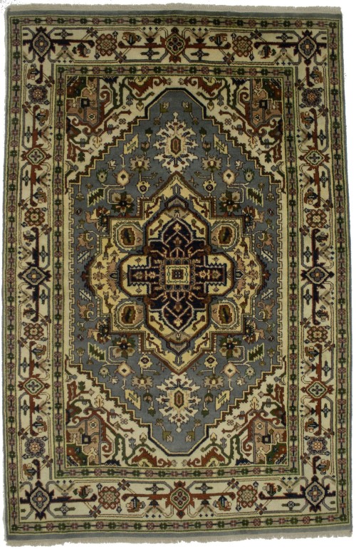 Gray Tribal Geometric 6X9 Heriz Serapi Oriental Rug