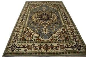 Gray Tribal Geometric 6X9 Heriz Serapi Oriental Rug