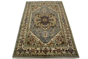 Gray Tribal Geometric 6X9 Heriz Serapi Oriental Rug