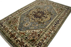 Gray Tribal Geometric 6X9 Heriz Serapi Oriental Rug