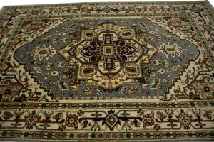 Gray Tribal Geometric 6X9 Heriz Serapi Oriental Rug
