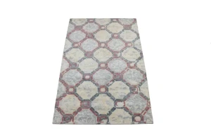 Multicolored Geometric Modern 5X8 Hand-Tufted Rug