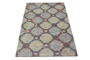 Multicolored Geometric Modern 5X8 Hand-Tufted Rug