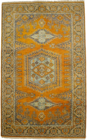 Orange Tribal 5X8 Indo-Viss Oriental Rug