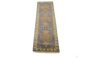 Gray Tribal 3X8 Indo-Viss Oriental Runner Rug