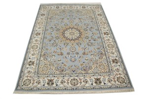 Light Blue Floral 5X7 Indo-Nain Oriental Rug